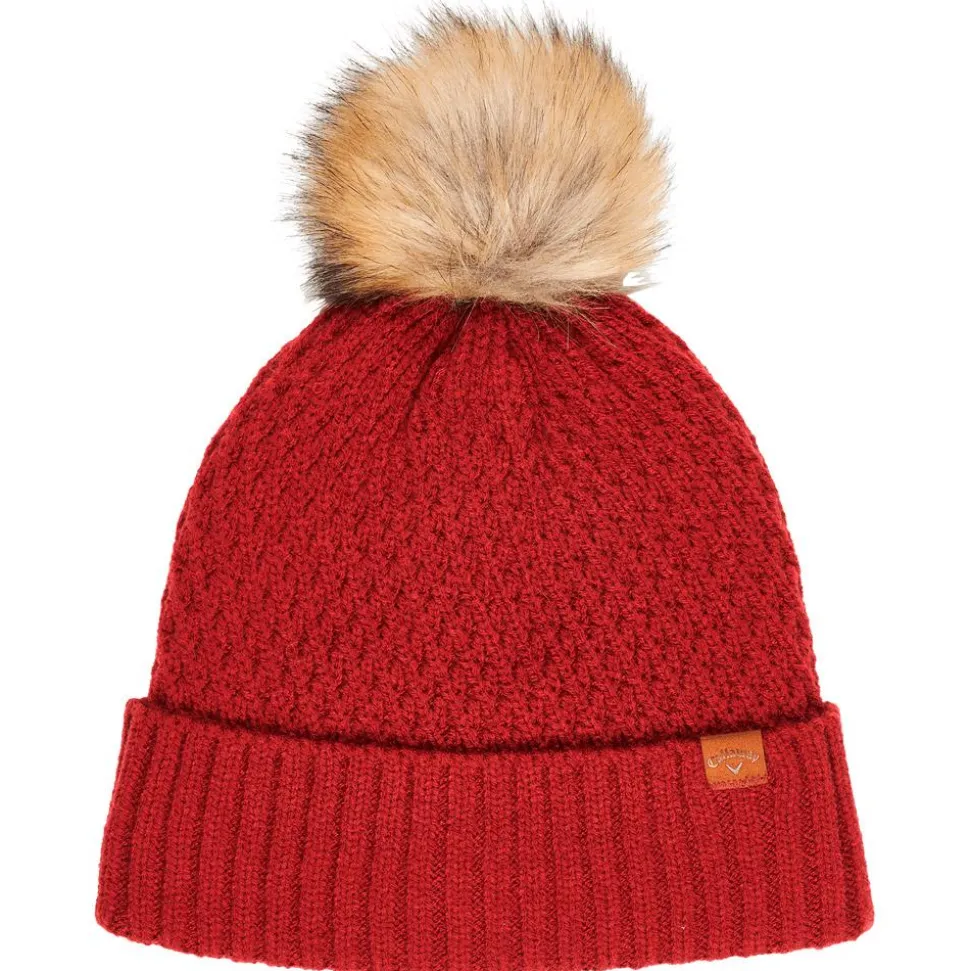 Bonnet Callaway Golf Ladies Pom Pom Beanie Red