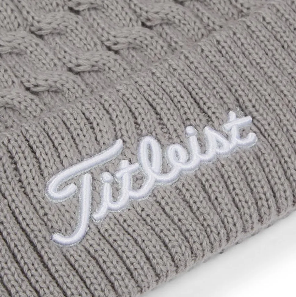 Bonnet Titleist Cable Knit Pom Pom Light Grey