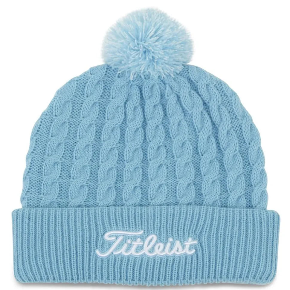Bonnet Titleist Cable Knit Pom Pom Sky White