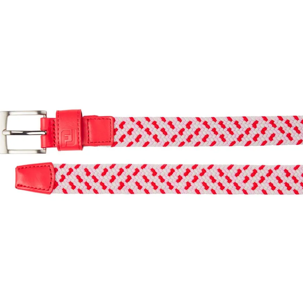 Ceinture Footjoy Women Braided Belt Red White Pink