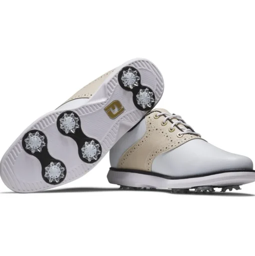 Chaussures avec crampons Footjoy Traditions Women White Tan Black