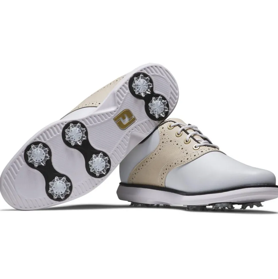 Chaussures avec crampons Footjoy Traditions Women White Tan Black