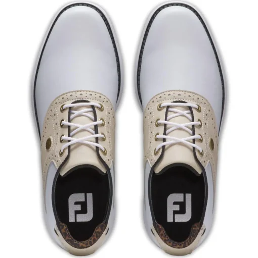 Chaussures avec crampons Footjoy Traditions Women White Tan Black