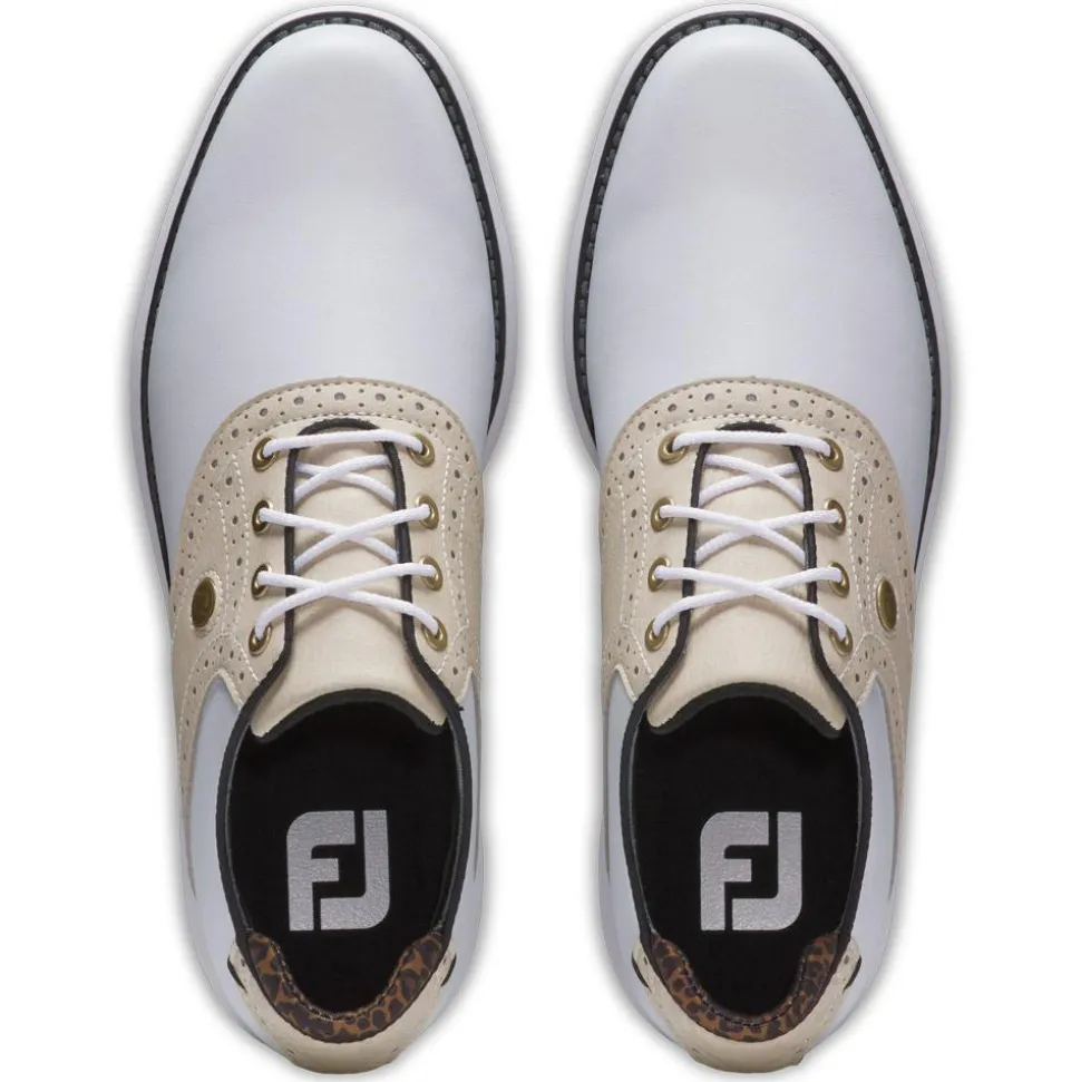 Chaussures avec crampons Footjoy Traditions Women White Tan Black