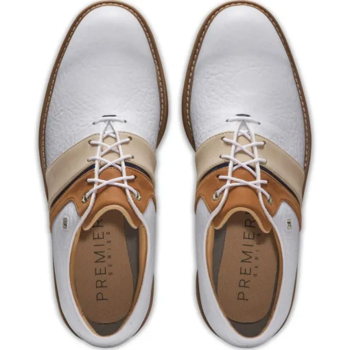 Chaussures avec crampons Footjoy Premiere Series Packard LX White Blue Brown