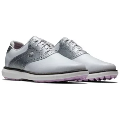 Chaussures sans crampons Footjoy Women's Traditions Spikeless White Silver