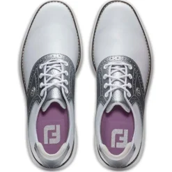 Chaussures sans crampons Footjoy Women's Traditions Spikeless White Silver