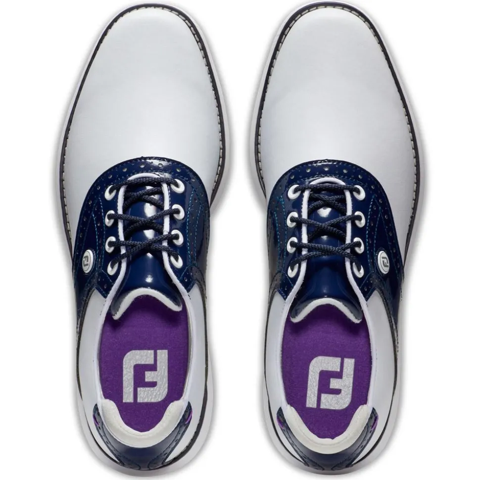 Chaussures sans crampons Footjoy Women's Traditions Spikeless White Navy