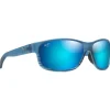 Lunettes de soleil Maui Jim Kaiwi Channel Bleu Noir Bleu Hawaï Minéral SuperThin