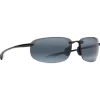 Lunettes de soleil Maui Jim Hookipa Noir Brillant Gris Neutre Polycarbonate Bidegrade