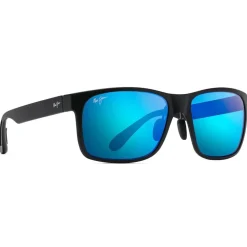 Lunettes de soleil Maui Jim Red Sands Noir Mat Bleu Hawaï MauiPure
