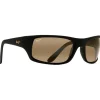 Lunettes de soleil Maui Jim Peahi Noir Mat Caoutchouc Hcl Bronze Minéral Superthin