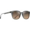 Lunettes de soleil Maui Jim Ku'ikahi Asian Fit Gris Foncé Transparent Brillant Bronze Hcl Minéral Superthin