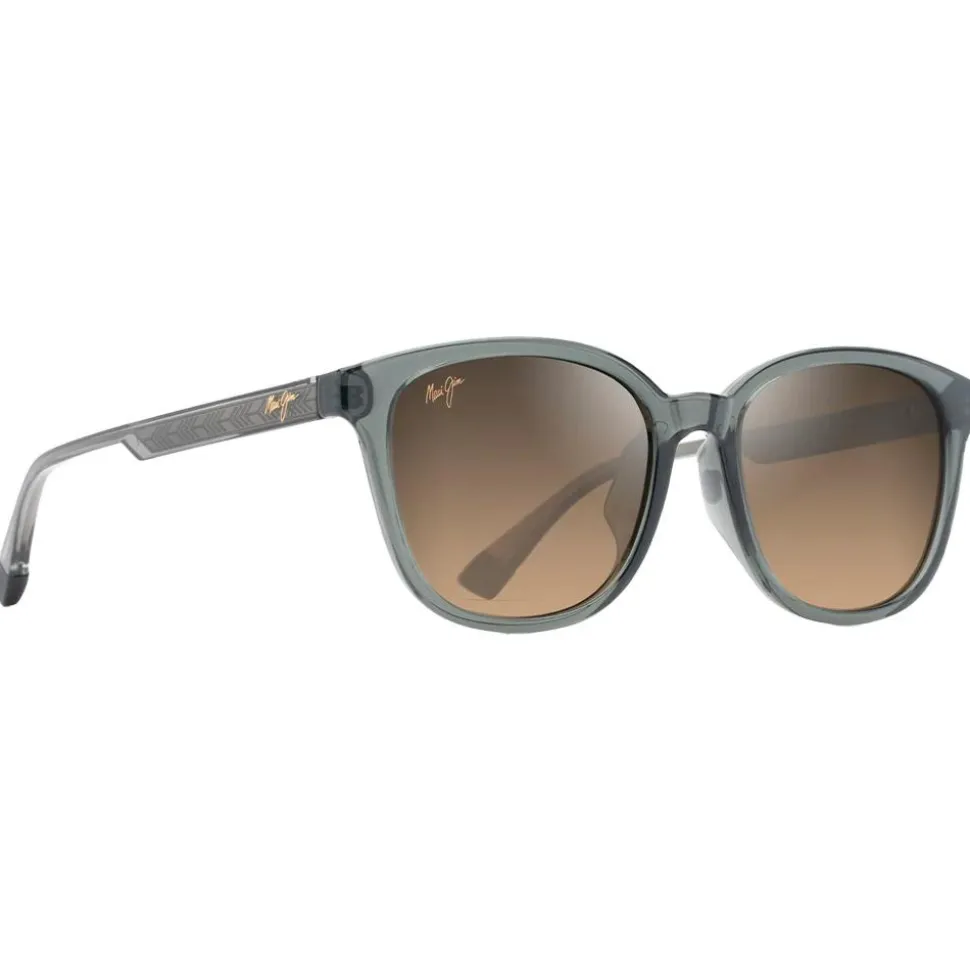 Lunettes de soleil Maui Jim Ku'ikahi Asian Fit Gris Foncé Transparent Brillant Bronze Hcl Minéral Superthin