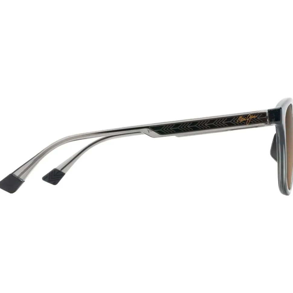 Lunettes de soleil Maui Jim Ku'ikahi Asian Fit Gris Foncé Transparent Brillant Bronze Hcl Minéral Superthin
