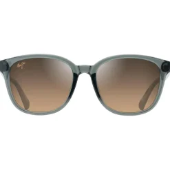 Lunettes de soleil Maui Jim Ku'ikahi Asian Fit Gris Foncé Transparent Brillant Bronze Hcl Minéral Superthin