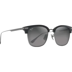 Lunettes de soleil Maui Jim Kalaunu Asian Fit Shiny Black Dark Silver Neutral Grey MauiBrilliant