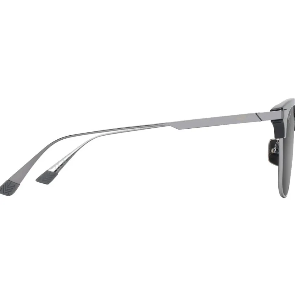 Lunettes de soleil Maui Jim Kalaunu Asian Fit Shiny Black Dark Silver Neutral Grey MauiBrilliant