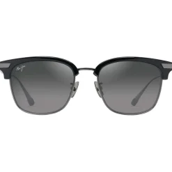 Lunettes de soleil Maui Jim Kalaunu Asian Fit Shiny Black Dark Silver Neutral Grey MauiBrilliant