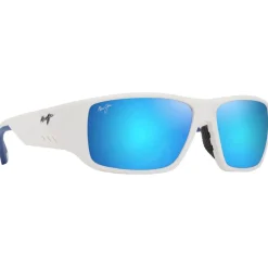 Lunettes de soleil Maui Jim Keha Asian Fit Blanc Mat Bleu Hawaï Minéral SuperThin