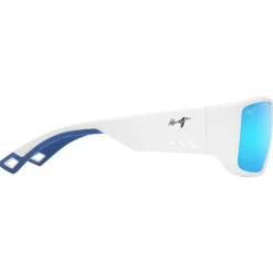 Lunettes de soleil Maui Jim Keha Asian Fit Blanc Mat Bleu Hawaï Minéral SuperThin
