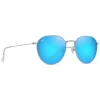 Lunettes de soleil Maui Jim Kauwela Crystal Shiny Silver Blue Hawaii MauiPure
