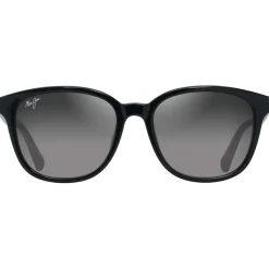 Lunettes de soleil Maui Jim Ku'ikahi Asian Fit Noir Brilant Gris Clair Transparent Neutral Grey Minéral Superthin