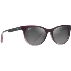 Lunettes de soleil Maui Jim Lonomea Shiny Trans Dark Purple Lilas Neutral Grey Minéral Superthin