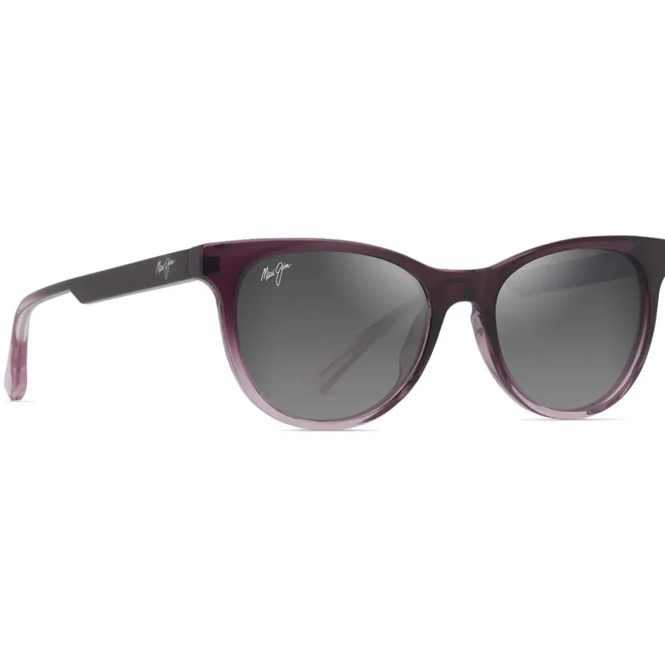 Lunettes de soleil Maui Jim Lonomea Shiny Trans Dark Purple Lilas Neutral Grey Minéral Superthin