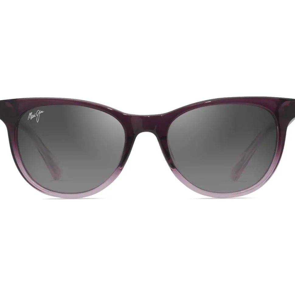 Lunettes de soleil Maui Jim Lonomea Shiny Trans Dark Purple Lilas Neutral Grey Minéral Superthin