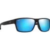 Lunettes de soleil Maui Jim Uila Asian Fit Noir Mat Bleu Hawaï Minéral Superthin