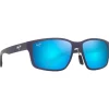 Lunettes de soleil Maui Jim Walewaha Asian Fit Metal Matte Blue Blue Hawaii Mineral Superthin