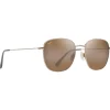 Lunettes de soleil Maui Jim Olali Asian Fit Doré Clair Brillant Vert Gris Hcl Bronze MauiPure