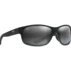 Lunettes de soleil Maui Jim Kaiwi Channel Grey Black Stripe Gris Neutre Mineral Superthin