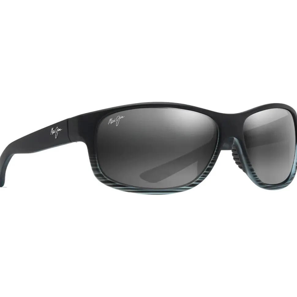 Lunettes de soleil Maui Jim Kaiwi Channel Grey Black Stripe Gris Neutre Mineral Superthin