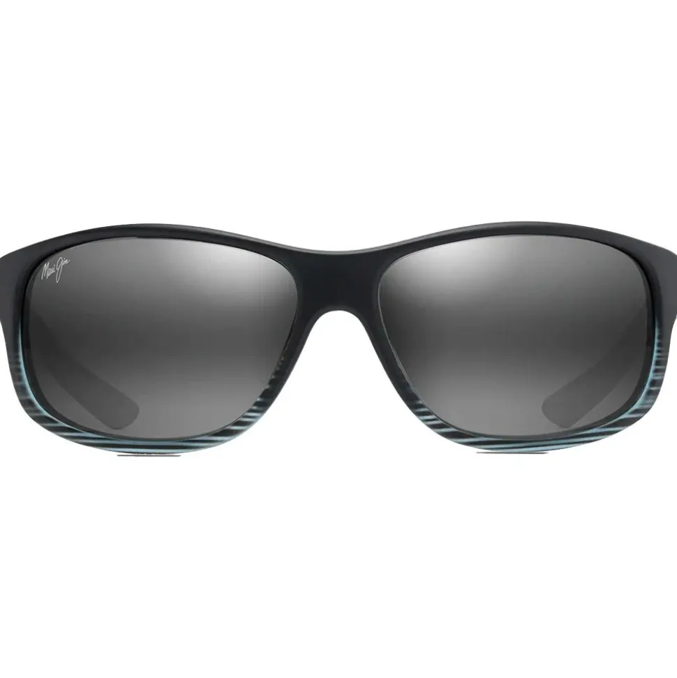 Lunettes de soleil Maui Jim Kaiwi Channel Grey Black Stripe Gris Neutre Mineral Superthin