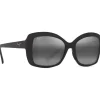 Lunettes de soleil Maui Jim Orchid Shiny Black Neutral Grey Minéral Superthin