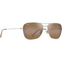 Lunettes de soleil Maui Jim Naauao Doré Clair Brillant Rouge Marron Bronze HCL MauiPure