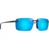 Lunettes de soleil Maui Jim Laulima Asian Fit Noir Brillant Bleu Blue Hawaii MauiPure