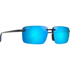 Lunettes de soleil Maui Jim Laulima Asian Fit Noir Brillant Bleu Blue Hawaii MauiPure