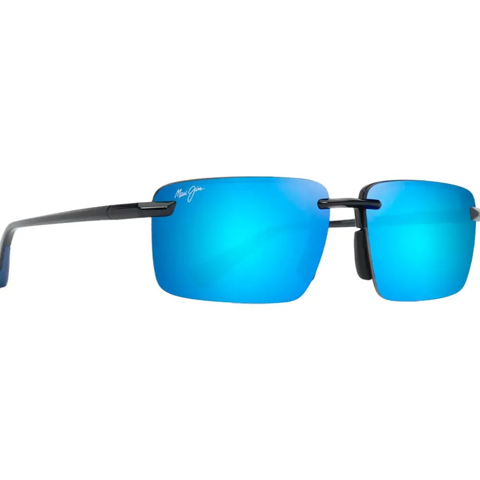 Lunettes de soleil Maui Jim Laulima Asian Fit Noir Brillant Bleu Blue Hawaii MauiPure