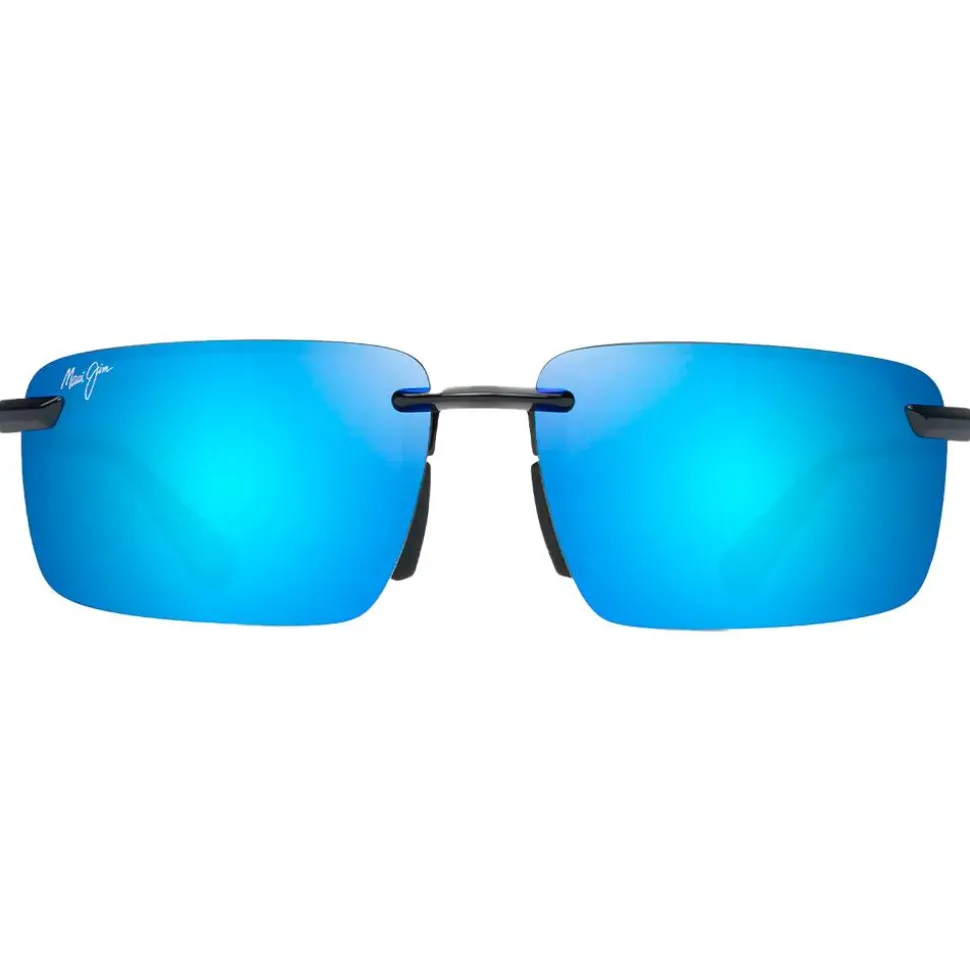 Lunettes de soleil Maui Jim Laulima Asian Fit Noir Brillant Bleu Blue Hawaii MauiPure
