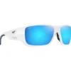 Lunettes de soleil Maui Jim Keha Blanc Mat Bleu Hawaï Minéral SuperThin