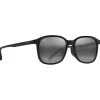 Lunettes de soleil Maui Jim Makuahine Asian Fit Noir Brillant Neutral Grey Minéral Superthin