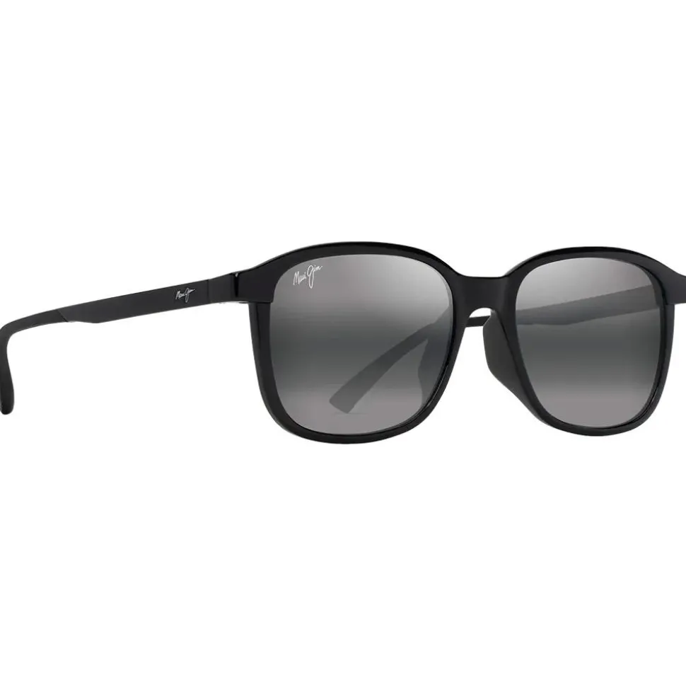 Lunettes de soleil Maui Jim Makuahine Asian Fit Noir Brillant Neutral Grey Minéral Superthin
