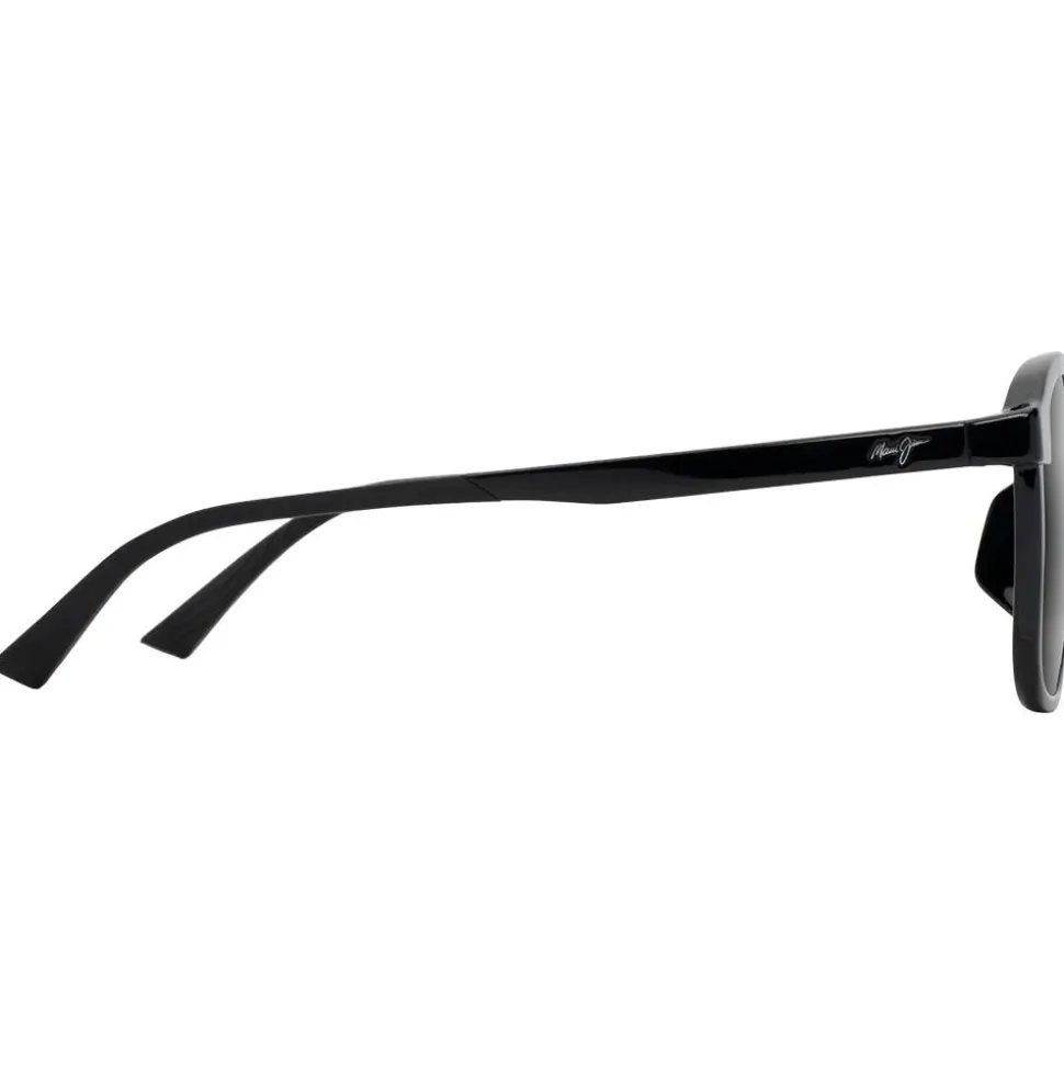 Lunettes de soleil Maui Jim Makuahine Asian Fit Noir Brillant Neutral Grey Minéral Superthin
