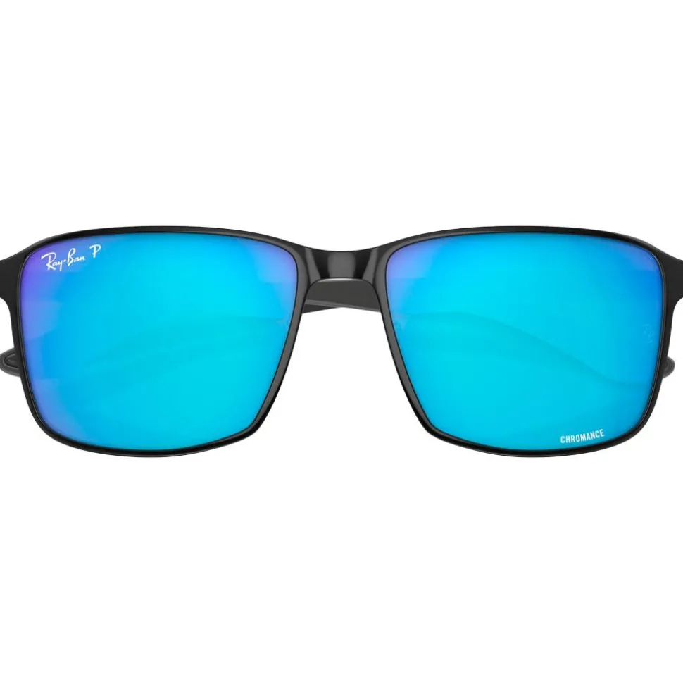 Lunettes de soleil Ray Ban RB3721 Polished Black Silver Chromance Polar Blue