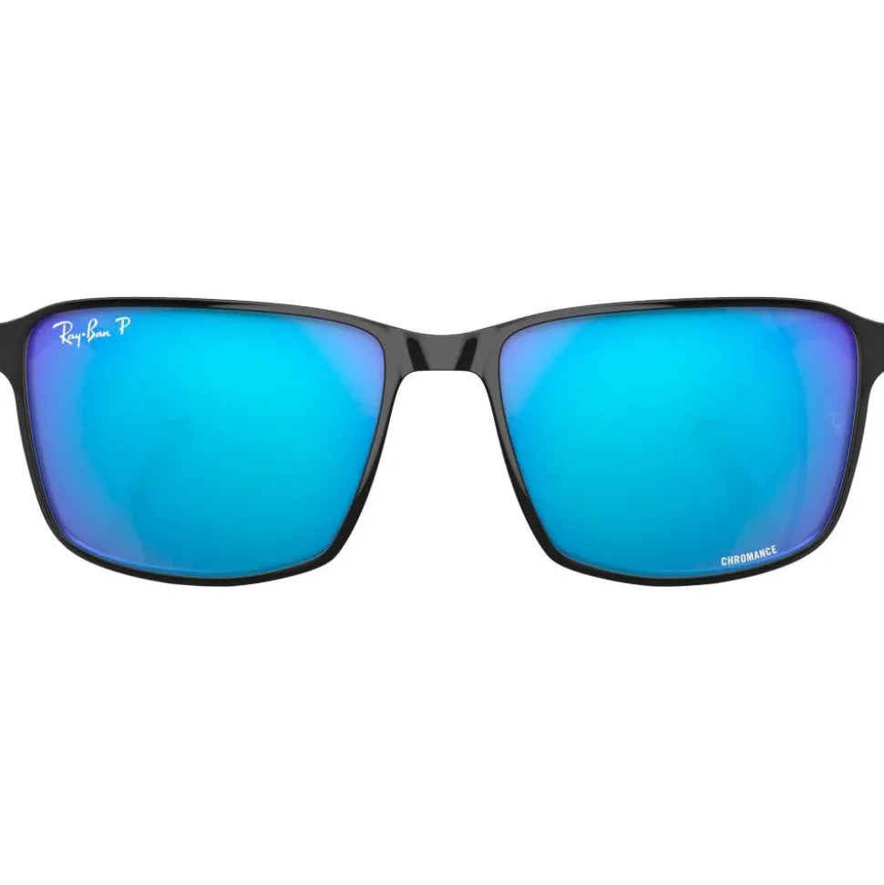 Lunettes de soleil Ray Ban RB3721 Polished Black Silver Chromance Polar Blue