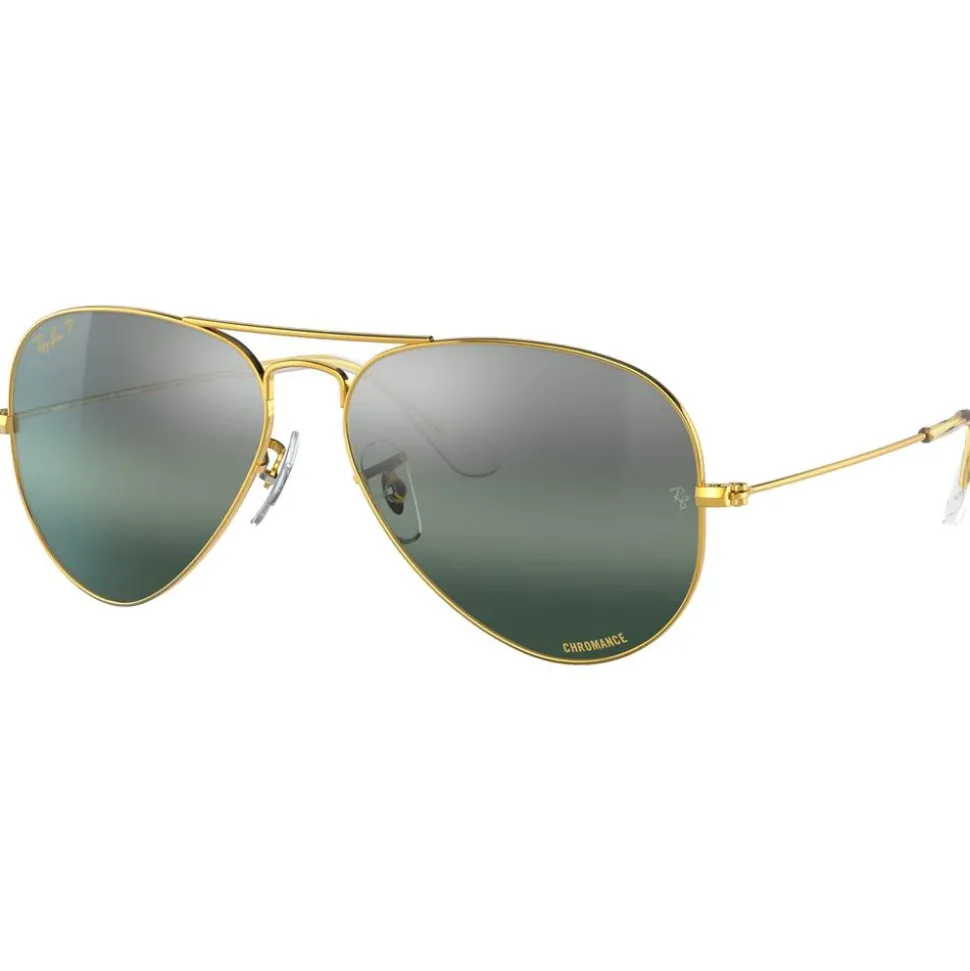 Lunettes de soleil Ray Ban RB3025 Aviator Polished Gold Chromance Silver Polar Blue