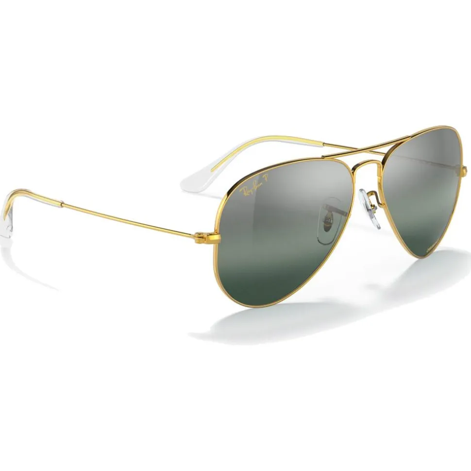 Lunettes de soleil Ray Ban RB3025 Aviator Polished Gold Chromance Silver Polar Blue